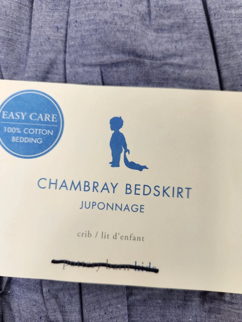 Pottery Barn Kids Blue Chambray Crib Bed Skirt Blue 28